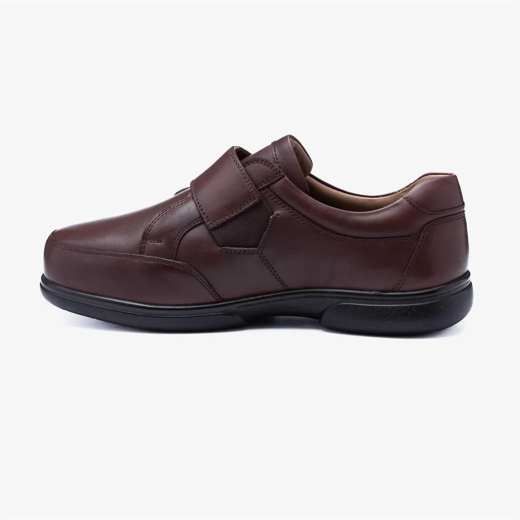 Mens Wide Fit Tredd Well Phoenix Velcro Shoes - Brown