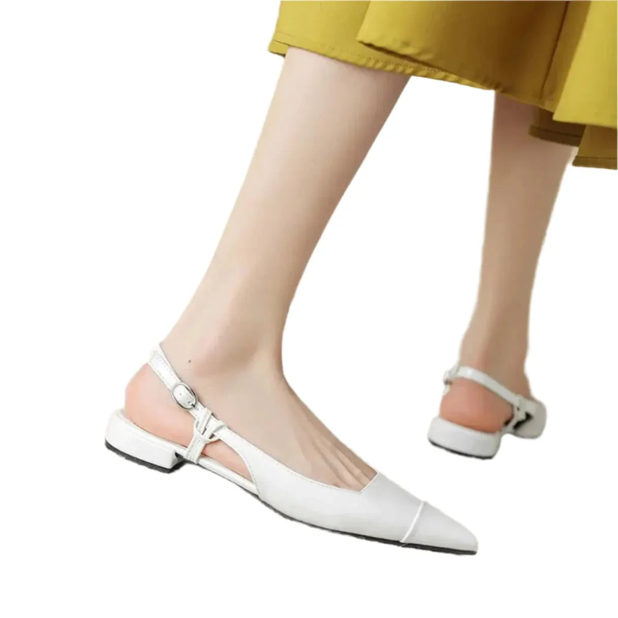 Merendy Samra Pointy Buckle Strap Low-Heel Ladies' Flat Shoes