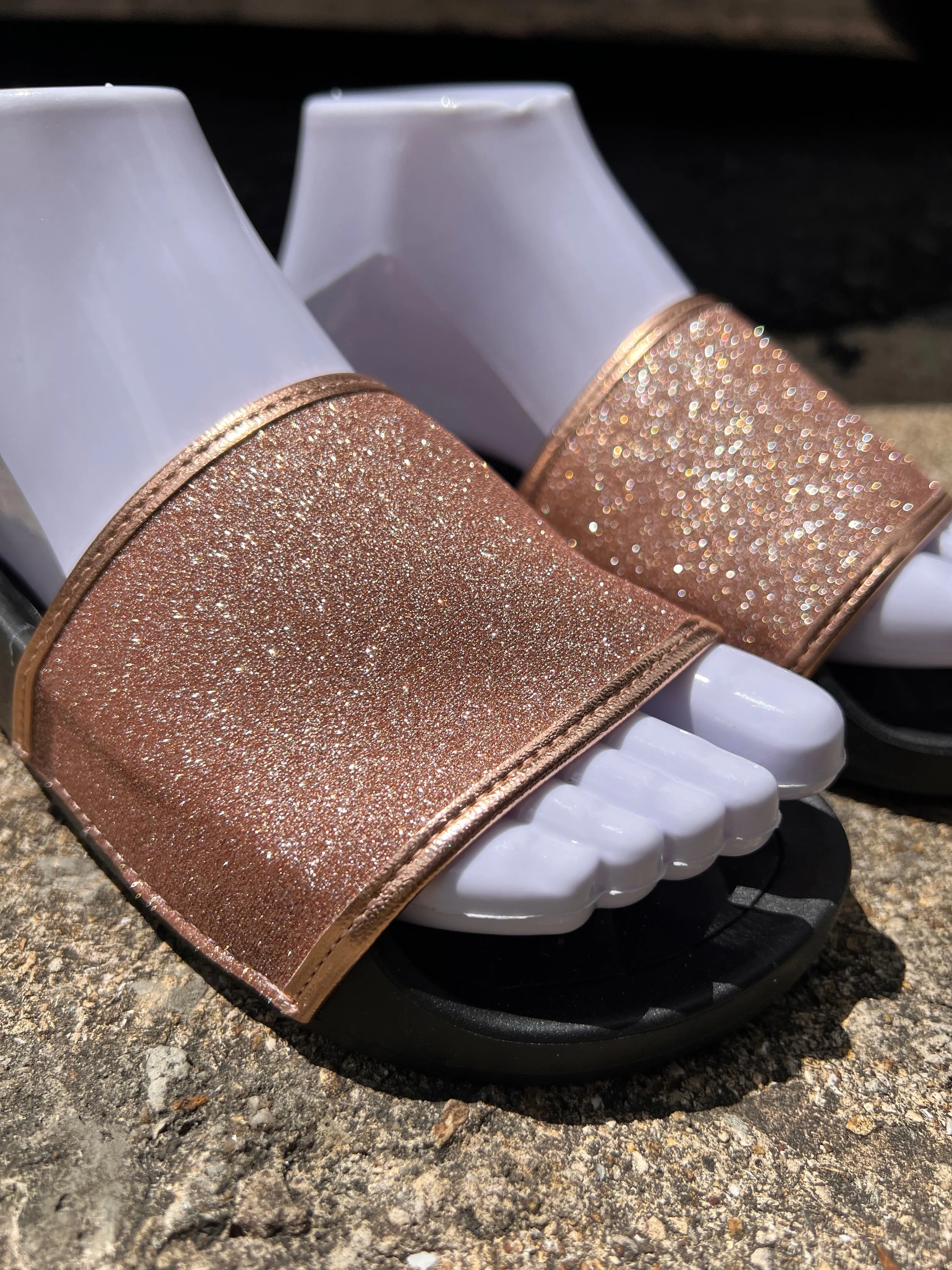 Moleca Ladies Comfort Glitter Slide Sandals – Stylish and Sparkling Everyday Wear