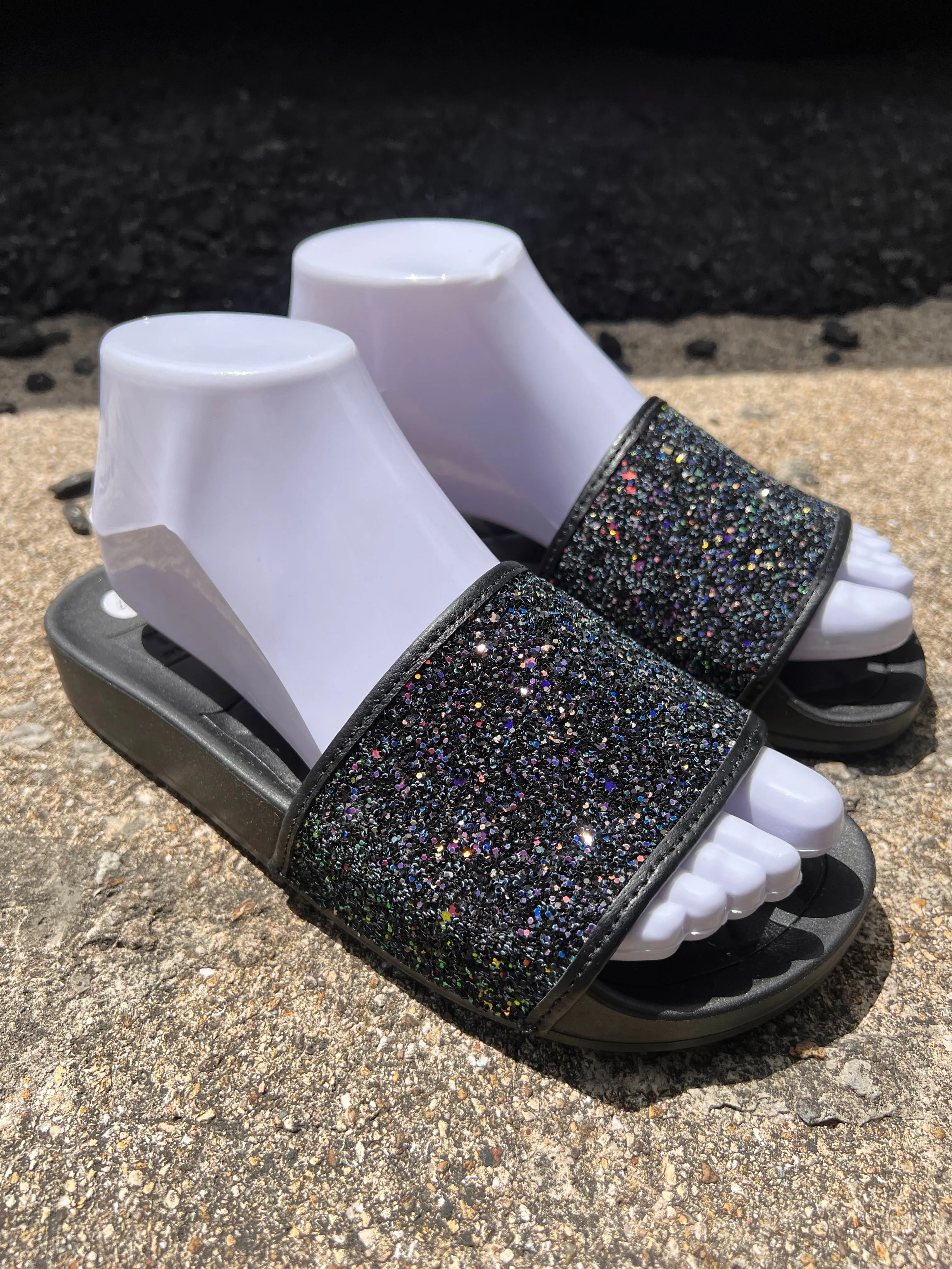 Moleca Ladies Comfort Glitter Slide Sandals – Stylish and Sparkling Everyday Wear