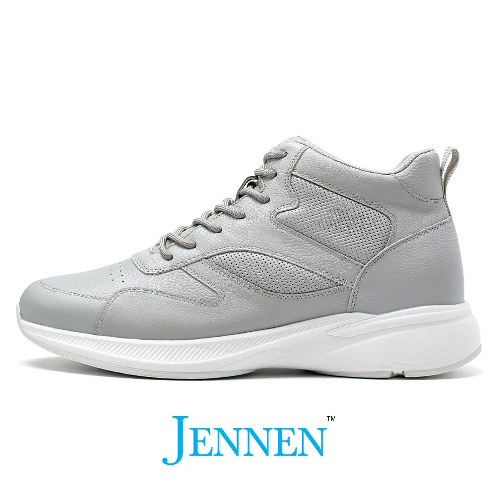 Mr. Pippen 8cm | 3.2 inches Grey Leather High Top Elevator Kicks