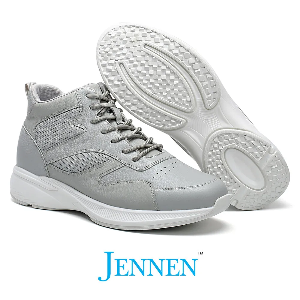 Mr. Pippen 8cm | 3.2 inches Grey Leather High Top Elevator Kicks