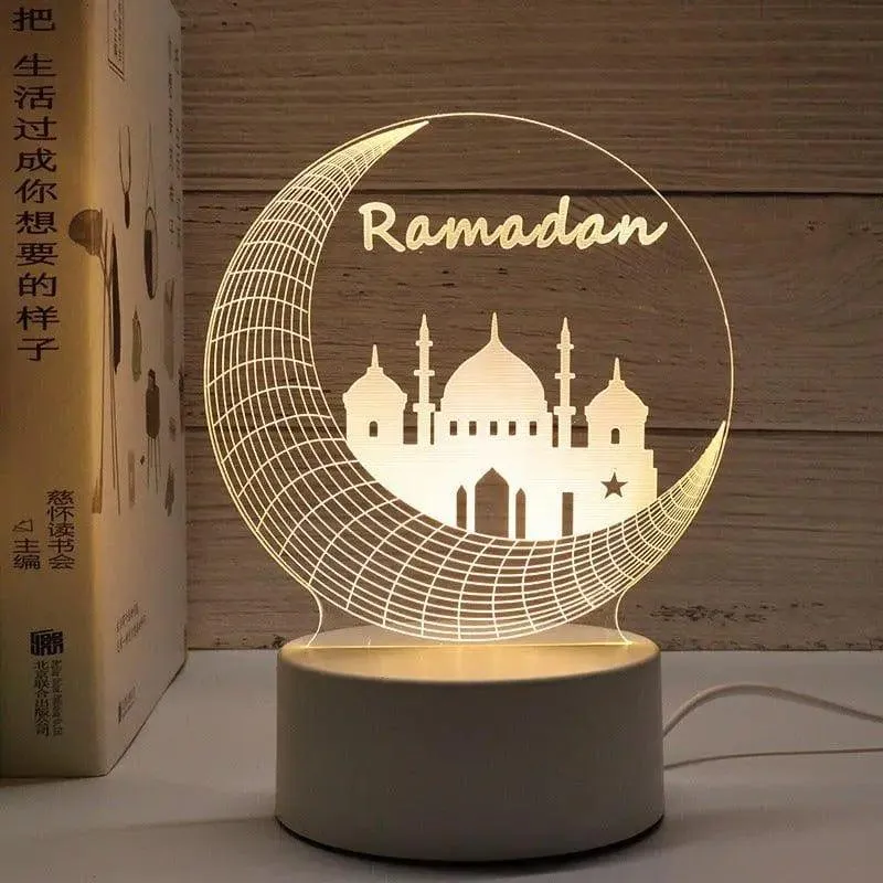 MR012 Ramadan 3D Led Night Light，USB 16 Color Change Remote Control Light