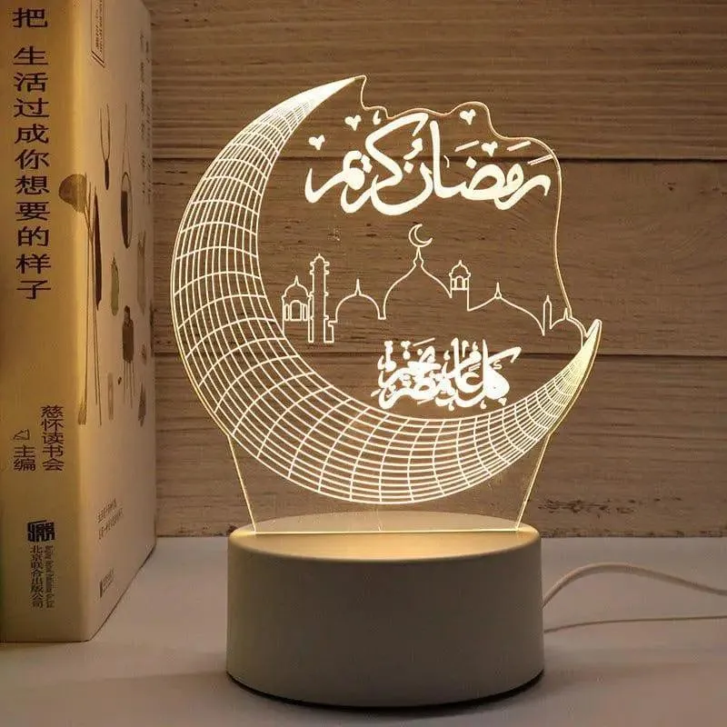 MR012 Ramadan 3D Led Night Light，USB 16 Color Change Remote Control Light