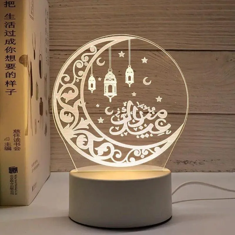 MR012 Ramadan 3D Led Night Light，USB 16 Color Change Remote Control Light