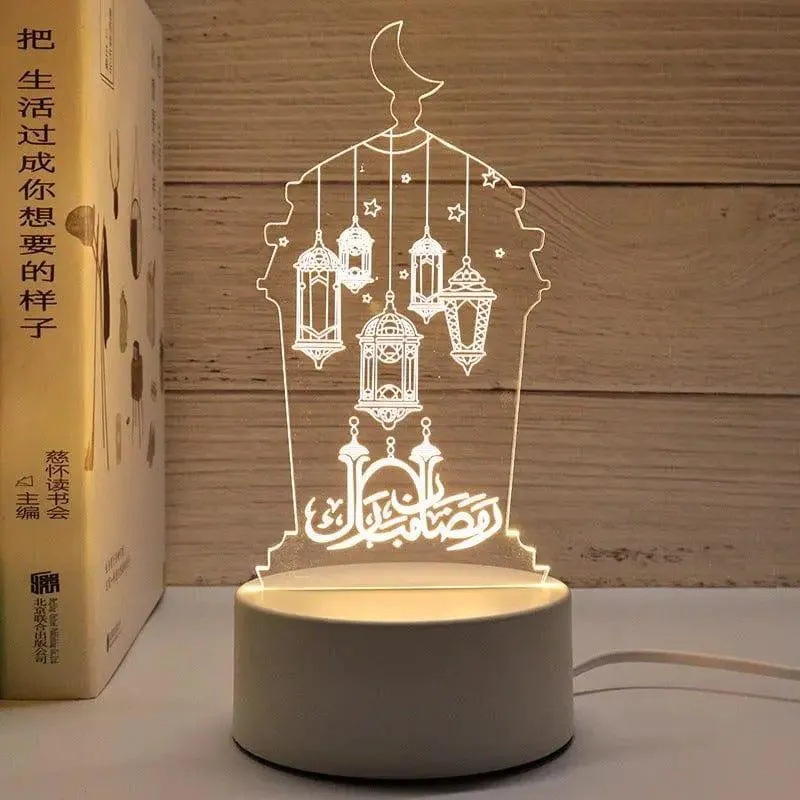 MR012 Ramadan 3D Led Night Light，USB 16 Color Change Remote Control Light