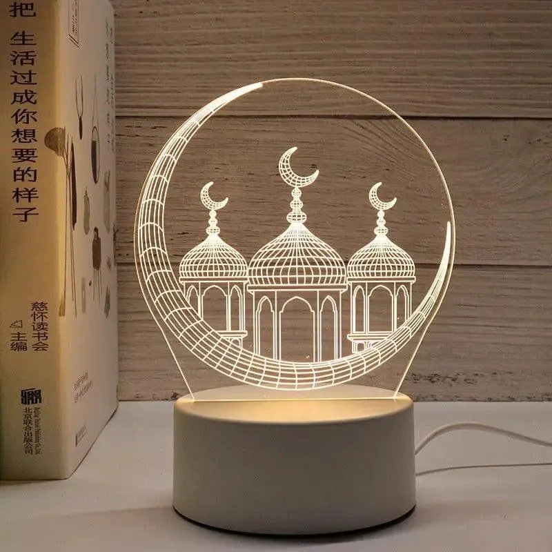 MR012 Ramadan 3D Led Night Light，USB 16 Color Change Remote Control Light