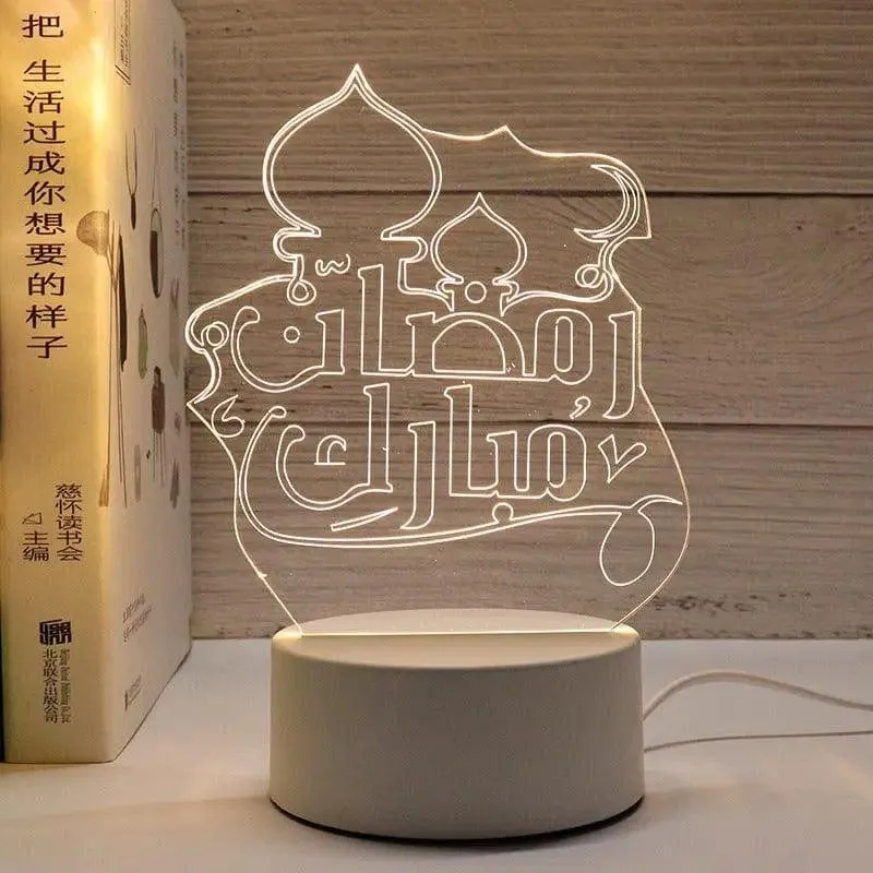 MR012 Ramadan 3D Led Night Light，USB 16 Color Change Remote Control Light