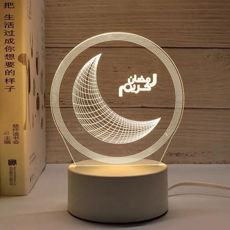 MR012 Ramadan 3D Led Night Light，USB 16 Color Change Remote Control Light