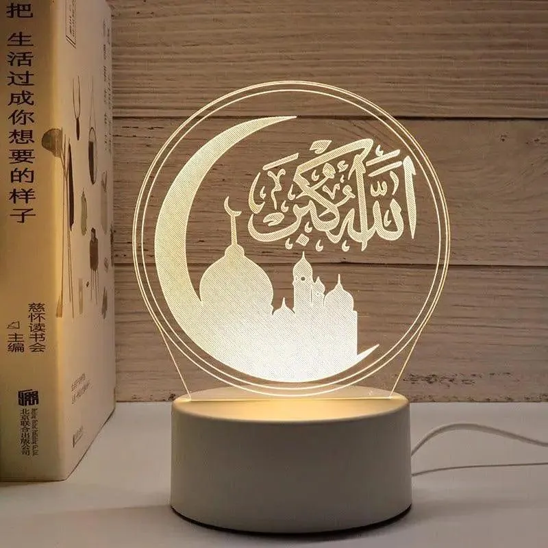 MR012 Ramadan 3D Led Night Light，USB 16 Color Change Remote Control Light