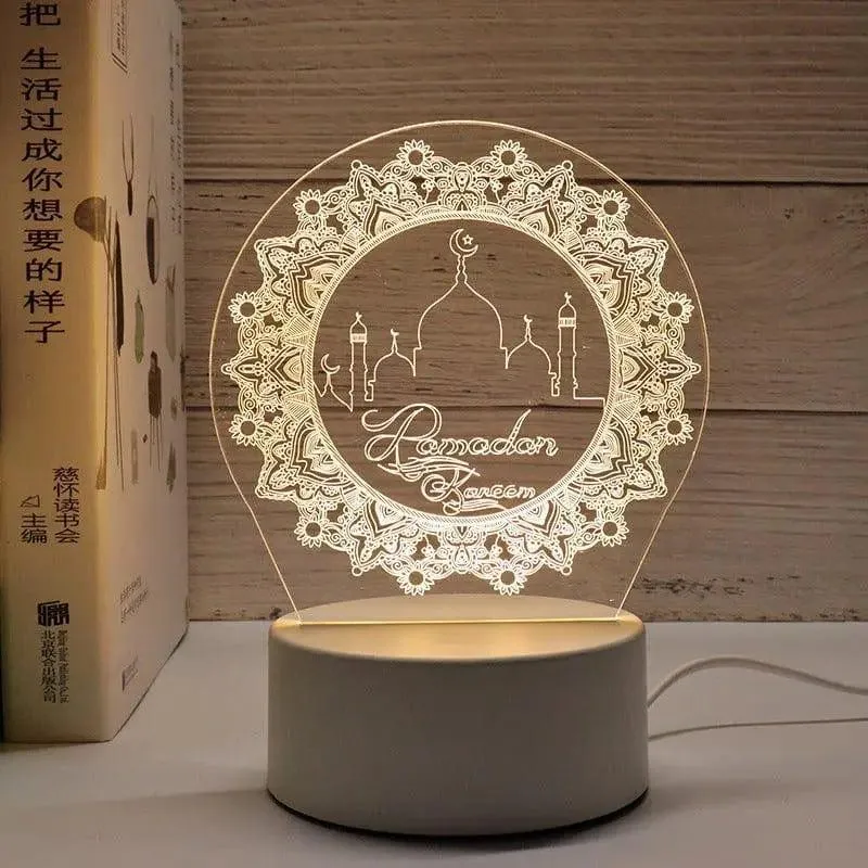 MR012 Ramadan 3D Led Night Light，USB 16 Color Change Remote Control Light