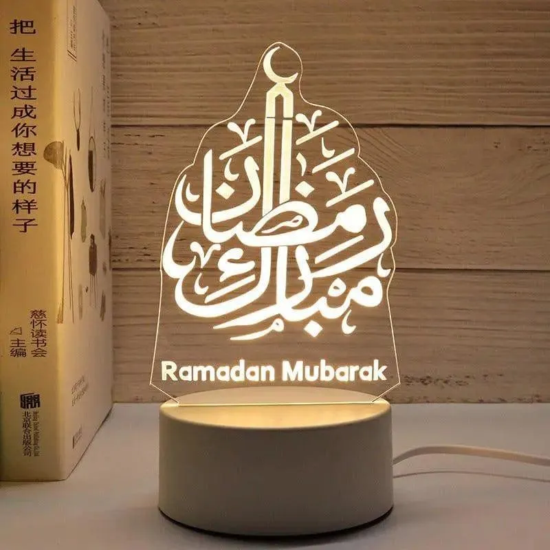 MR012 Ramadan 3D Led Night Light，USB 16 Color Change Remote Control Light