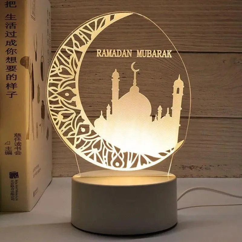 MR012 Ramadan 3D Led Night Light，USB 16 Color Change Remote Control Light