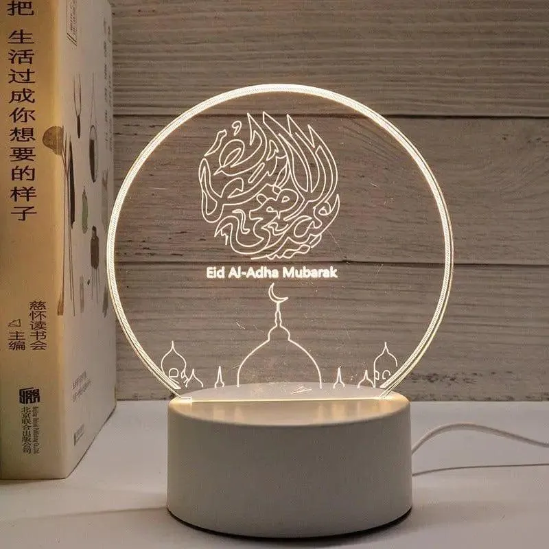 MR012 Ramadan 3D Led Night Light，USB 16 Color Change Remote Control Light