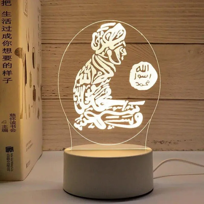 MR012 Ramadan 3D Led Night Light，USB 16 Color Change Remote Control Light