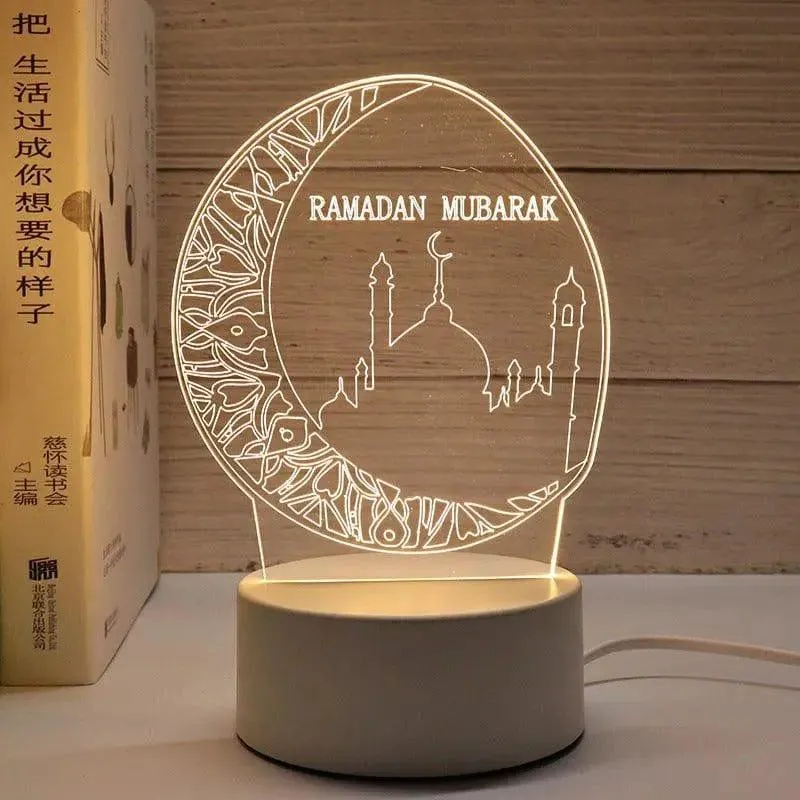 MR012 Ramadan 3D Led Night Light，USB 16 Color Change Remote Control Light