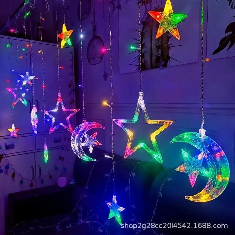 MR037 LED moon star curtain lamp, Ramadan Decoration  LED