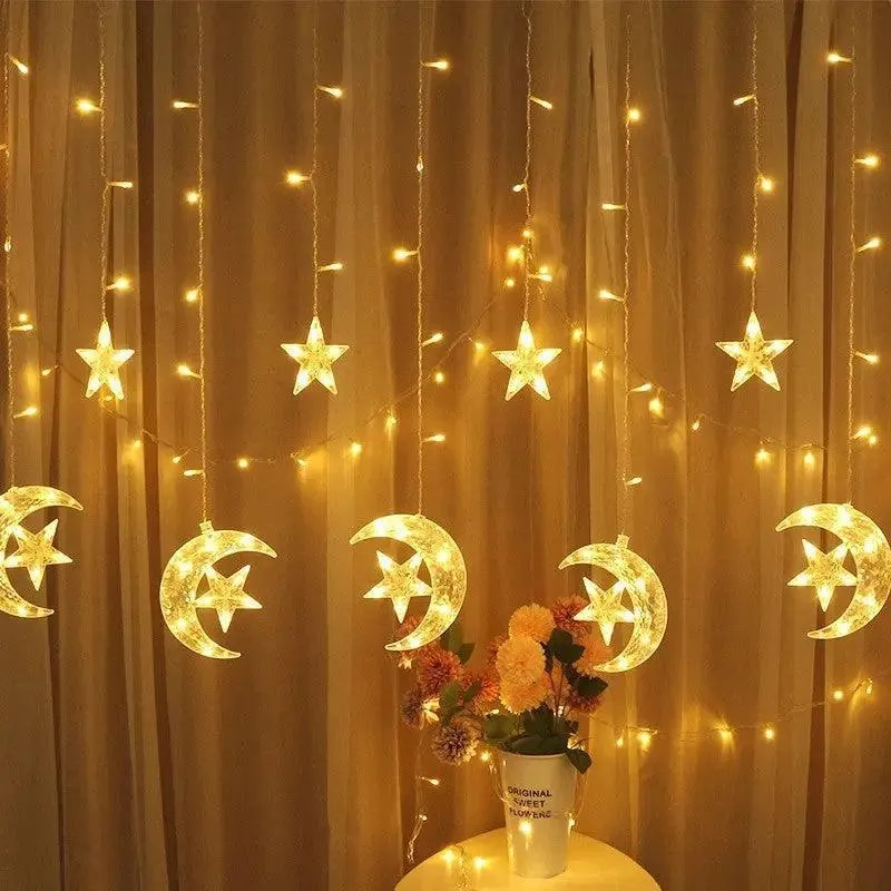 MR037 LED moon star curtain lamp, Ramadan Decoration  LED