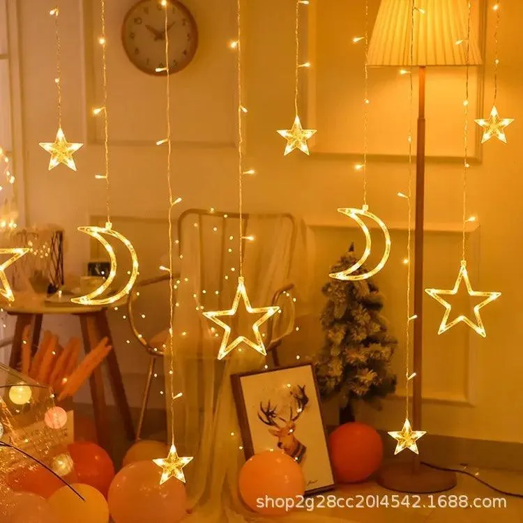 MR037 LED moon star curtain lamp, Ramadan Decoration  LED