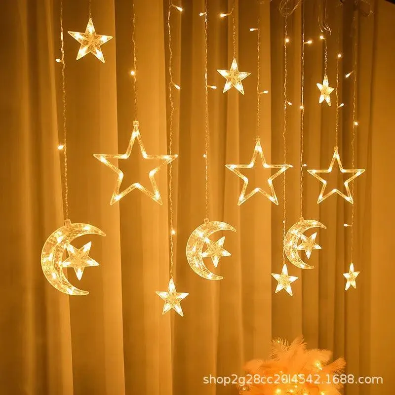 MR037 LED moon star curtain lamp, Ramadan Decoration  LED