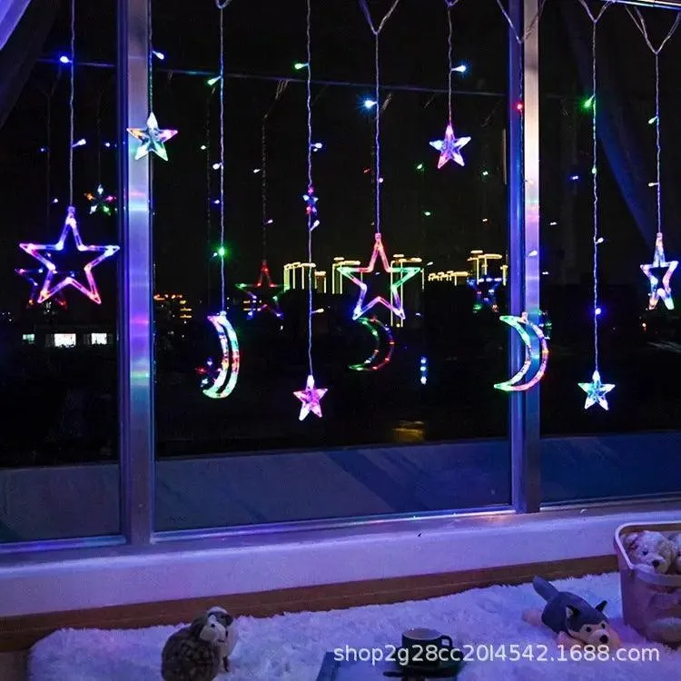 MR037 LED moon star curtain lamp, Ramadan Decoration  LED