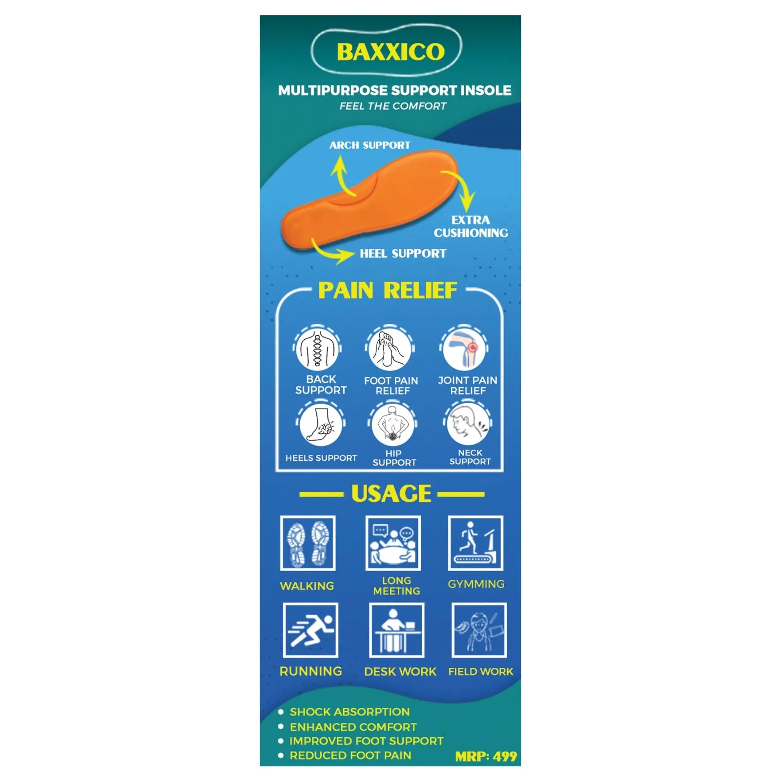 Multipurpose Support Insoles- Feel The Comfort