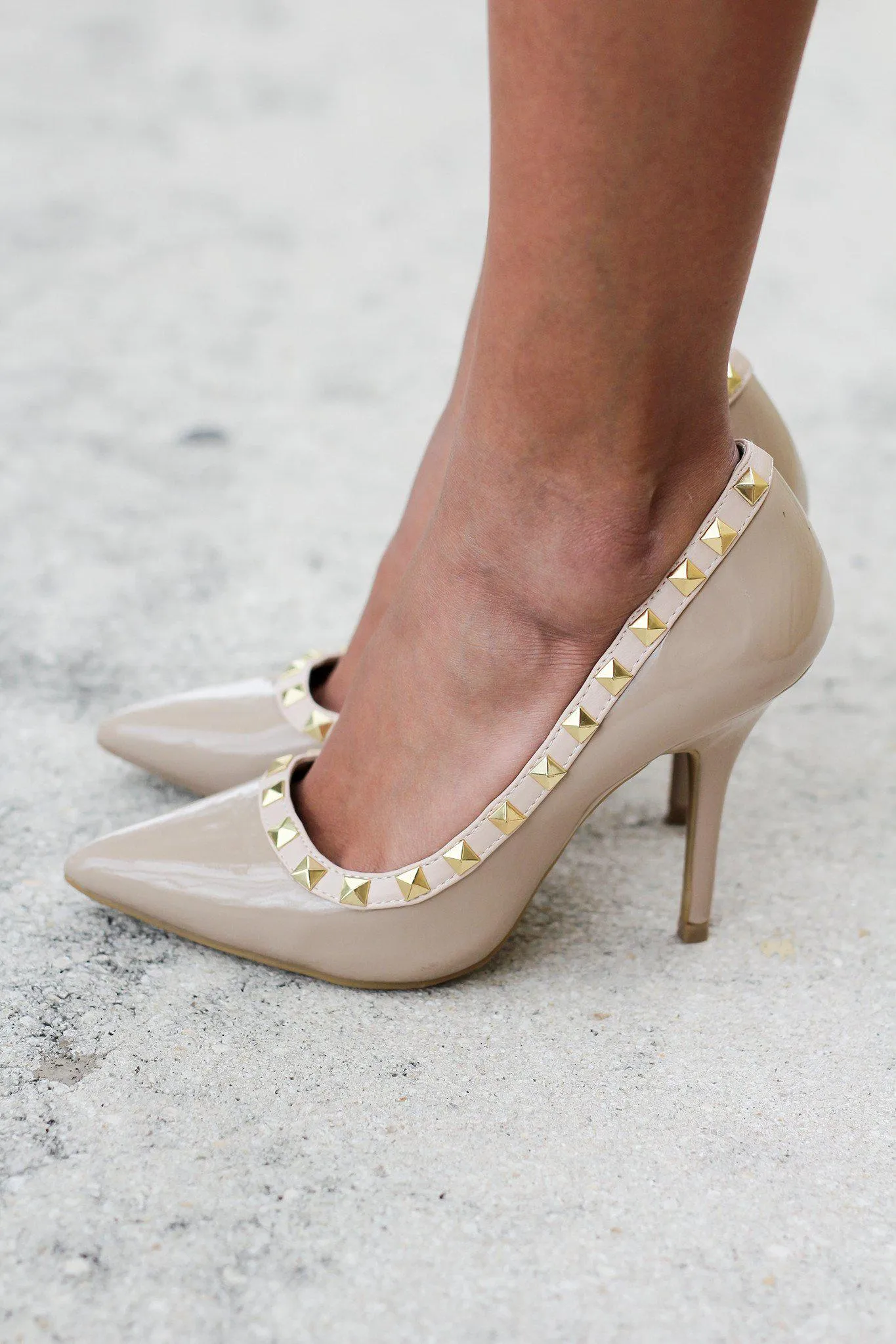 Natural Studded Heels