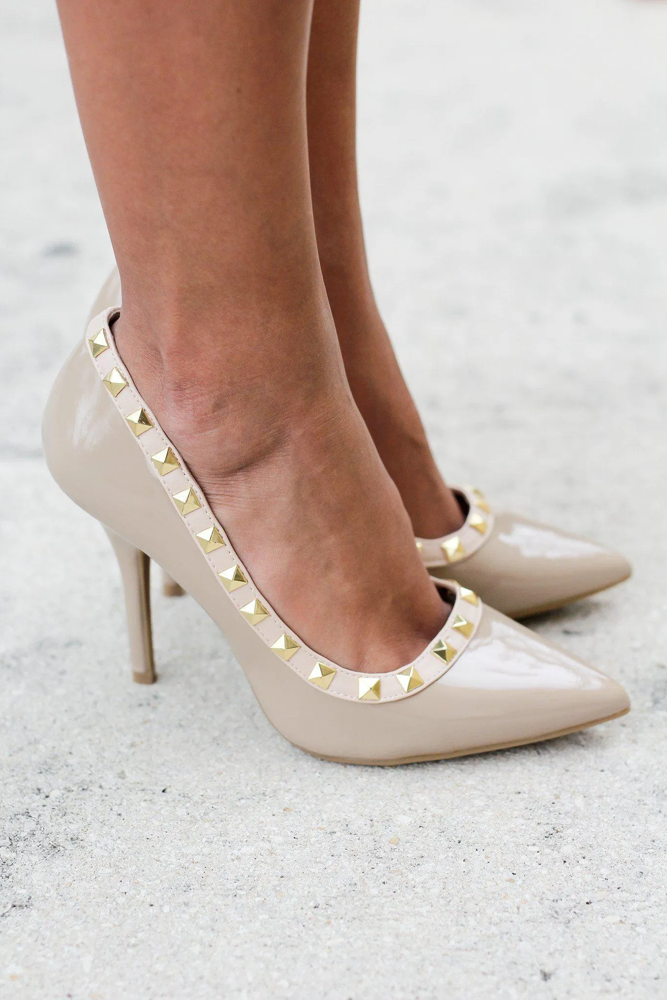 Natural Studded Heels