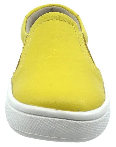 Old Soles Girl's & Boy's 6010 Dressy Hoff Yellow Leather Slip On Sneaker Shoe