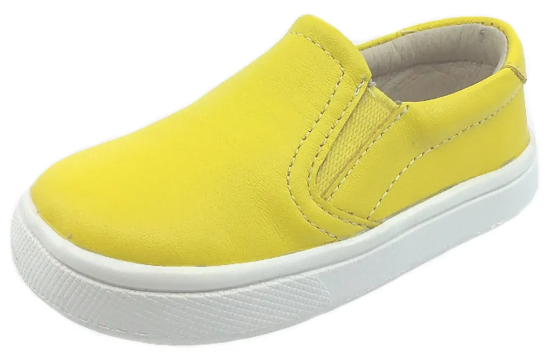 Old Soles Girl's & Boy's 6010 Dressy Hoff Yellow Leather Slip On Sneaker Shoe