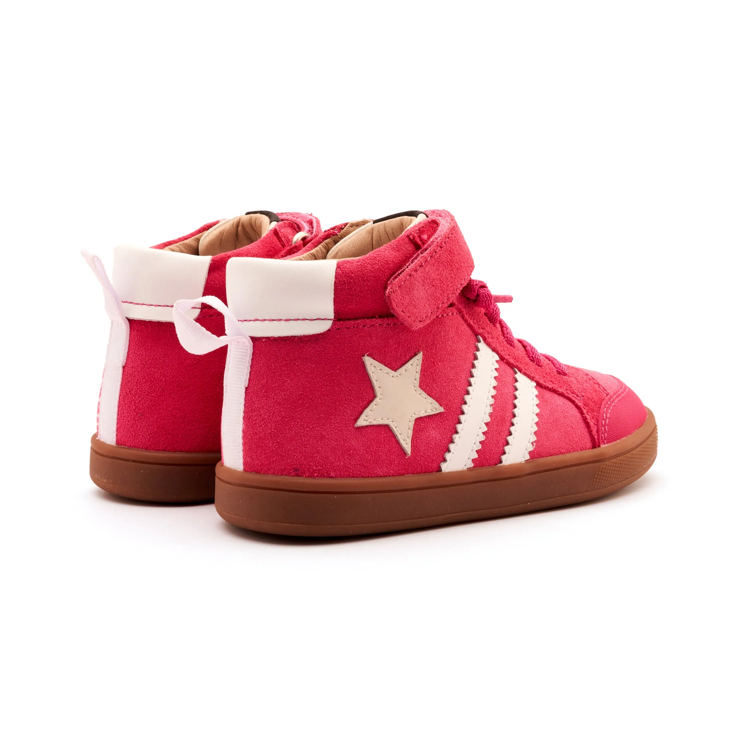 Old Soles Girl's WOS High Top Casual Shoes - Hot Pink Suede / Snow / Sporco