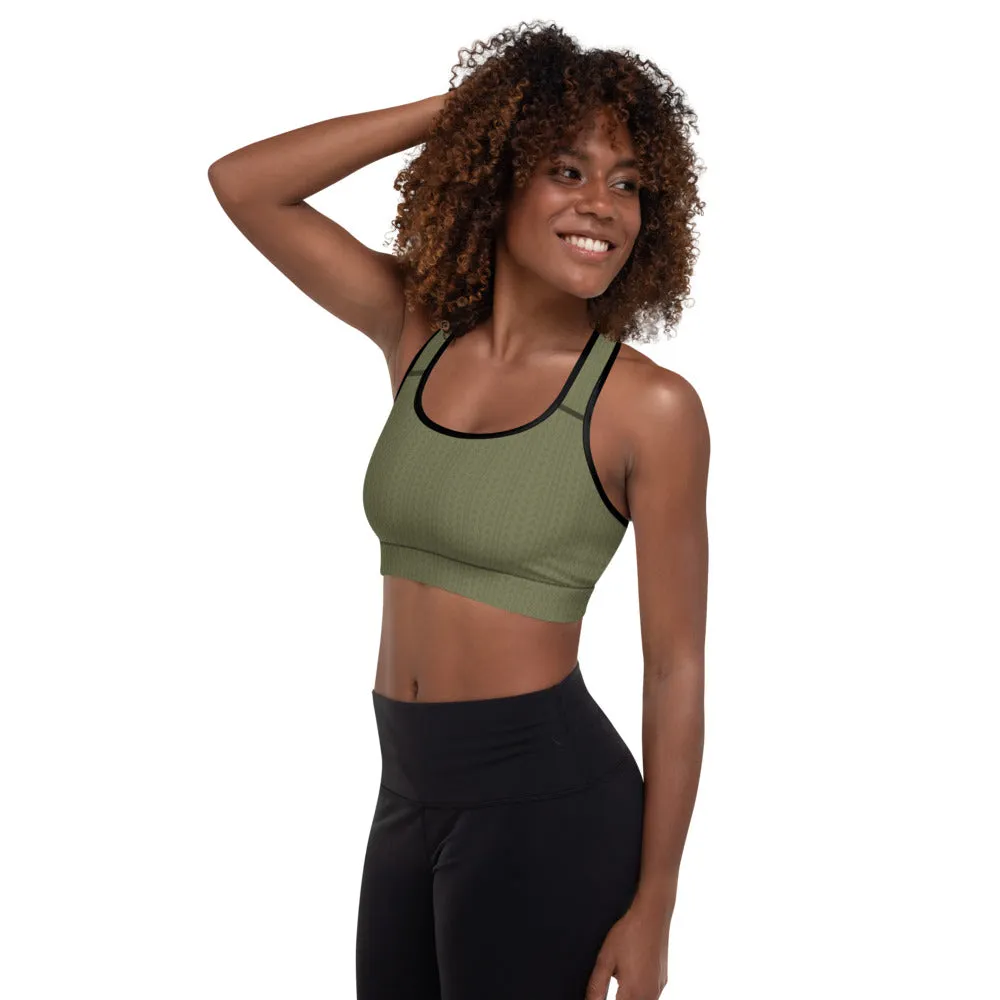 Olive Green Padded Sports Bra