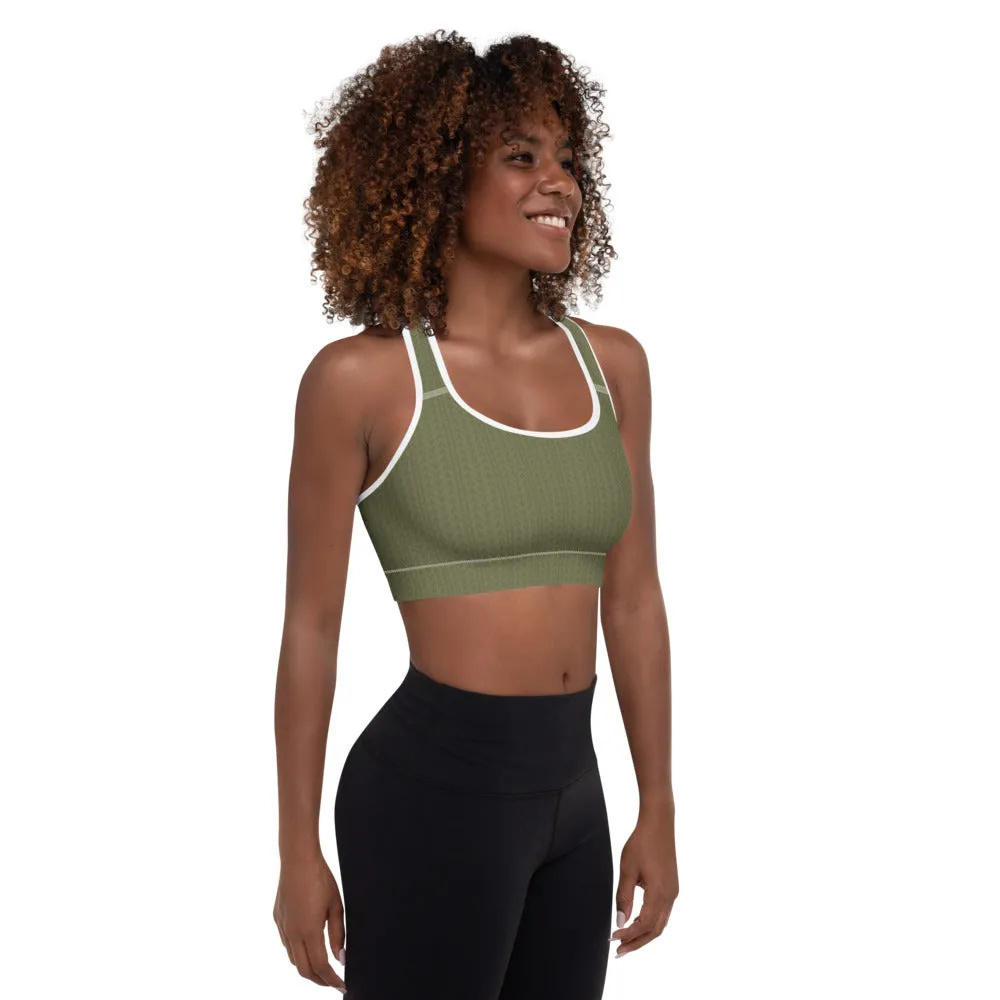 Olive Green Padded Sports Bra