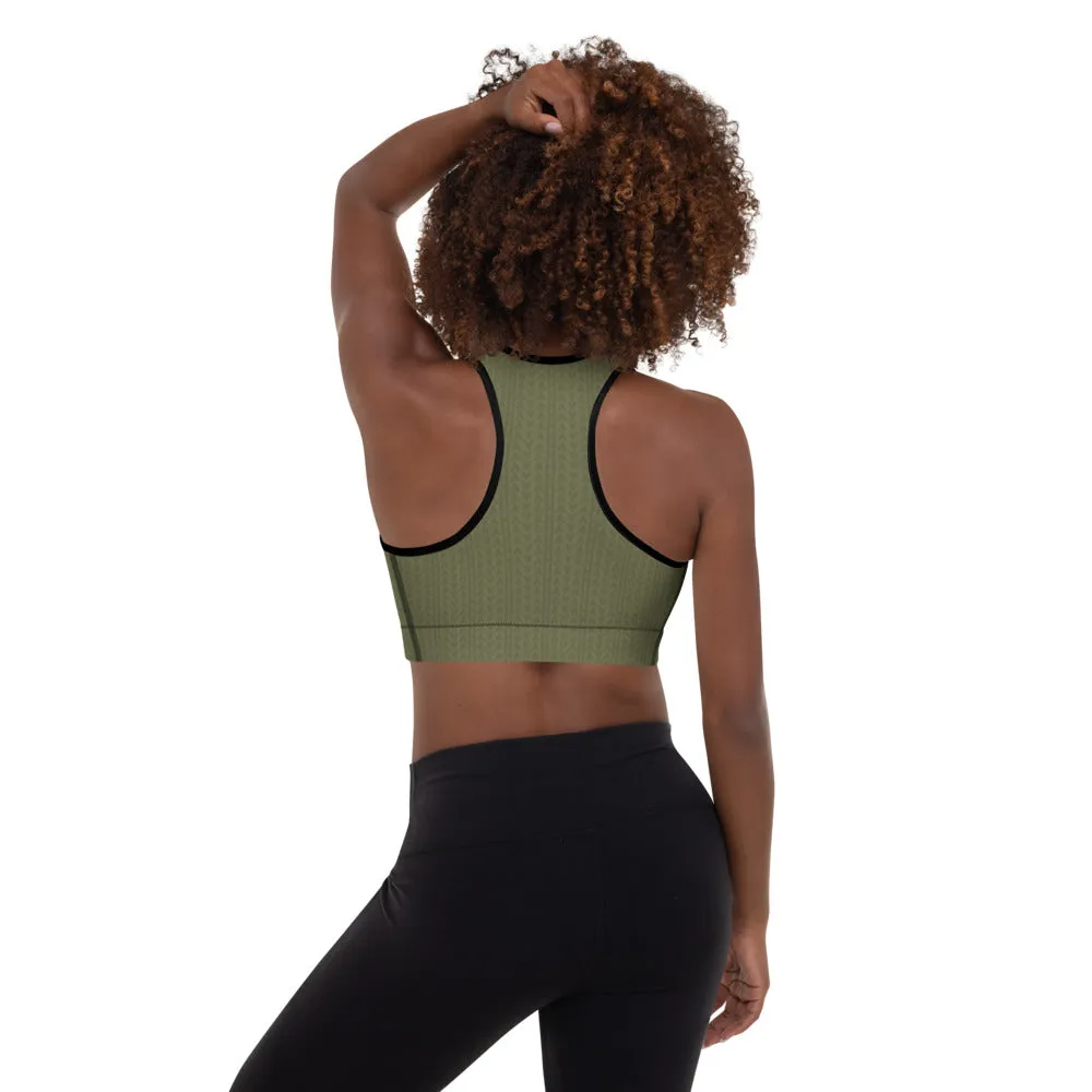 Olive Green Padded Sports Bra