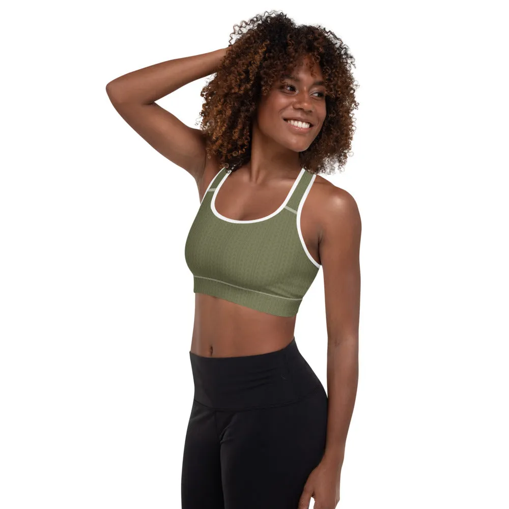 Olive Green Padded Sports Bra