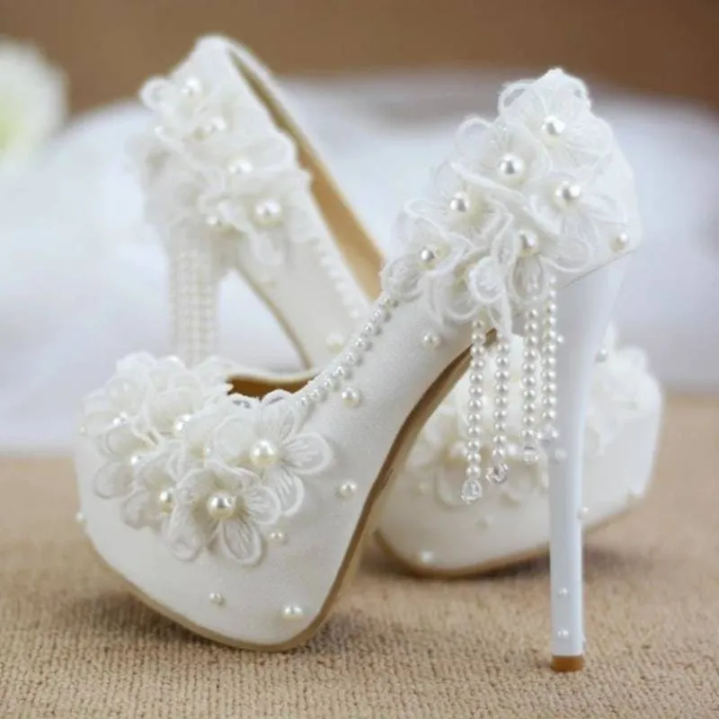 Pearlflower High Heels Tassel for Brides and Wedding Parties