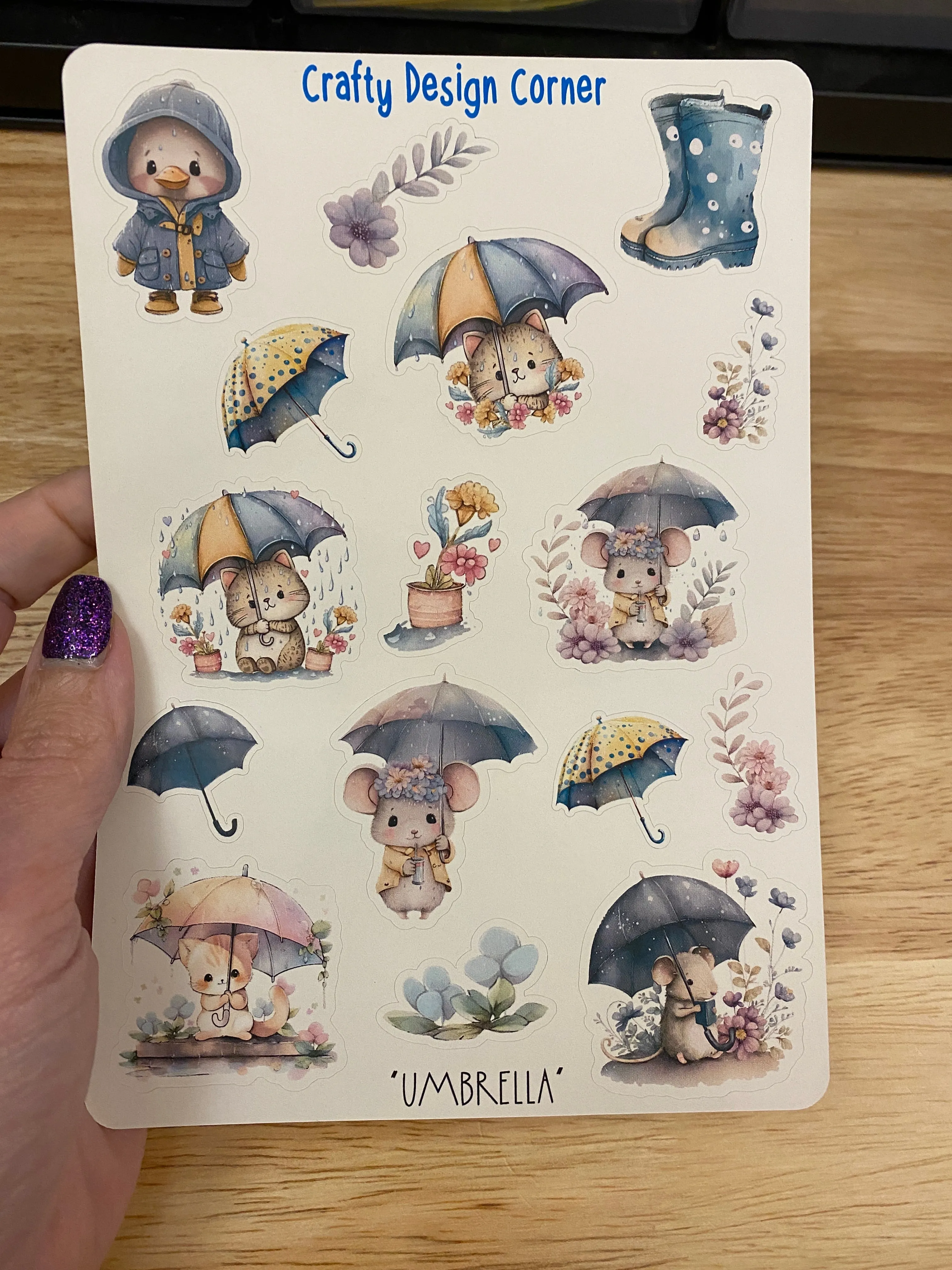 Pets with Umbrellas and Raincoats Sticker Sheet,  Umbrella sticker sheet, Rain coats and Umbrella's Sticker Sheet