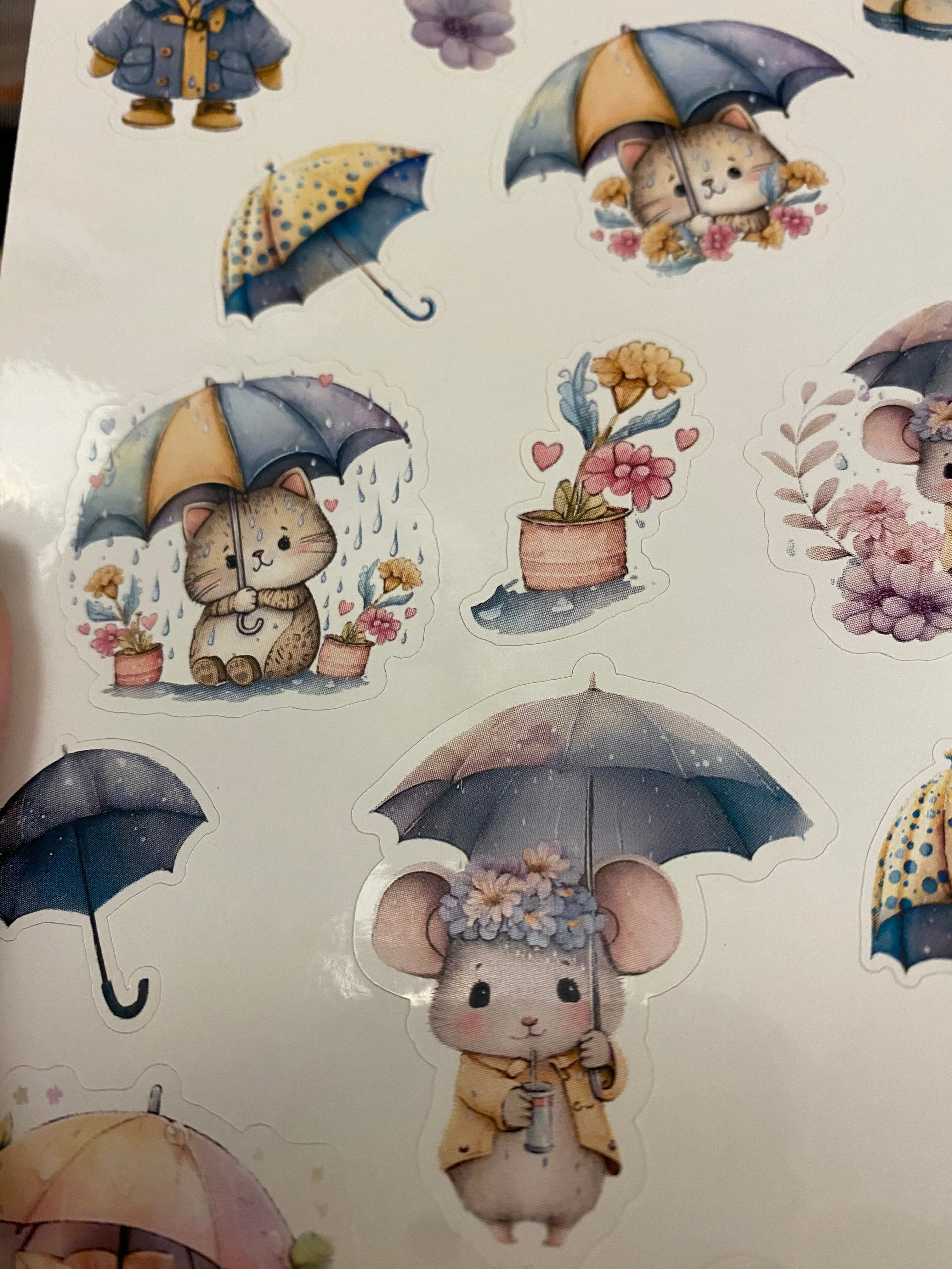 Pets with Umbrellas and Raincoats Sticker Sheet,  Umbrella sticker sheet, Rain coats and Umbrella's Sticker Sheet