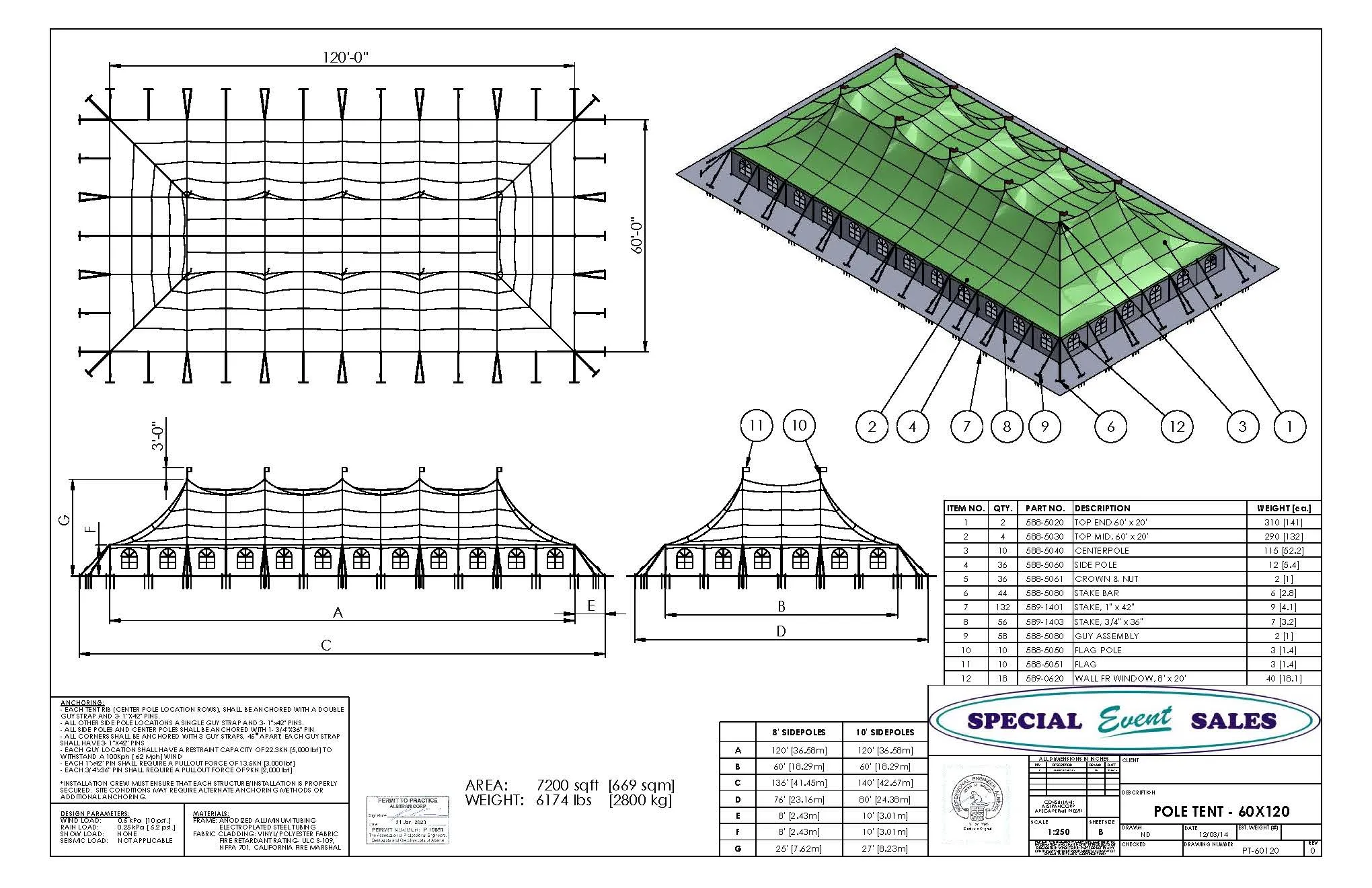 Pole Tent 60' x 120' White