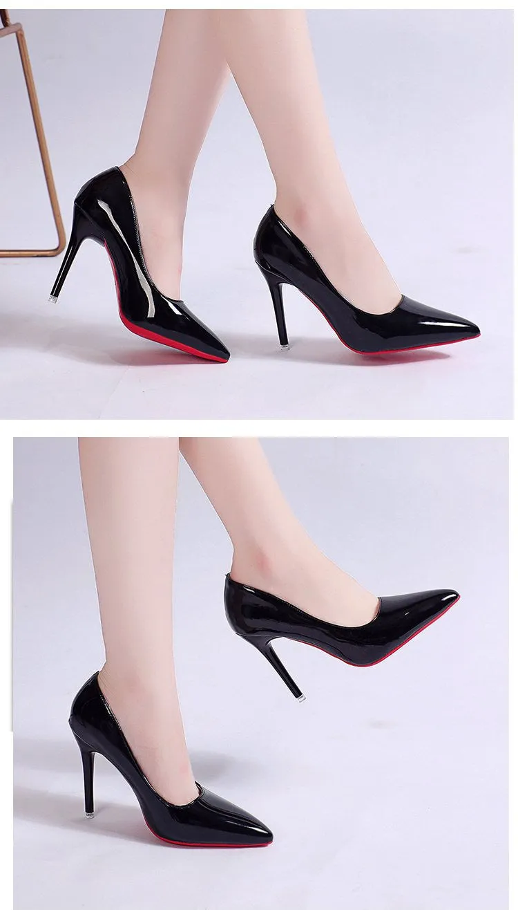 Pumps Women's Stiletto Heel Pointed Toe Sexy High Heels Shallow Mouth Super High Heel Solid Color