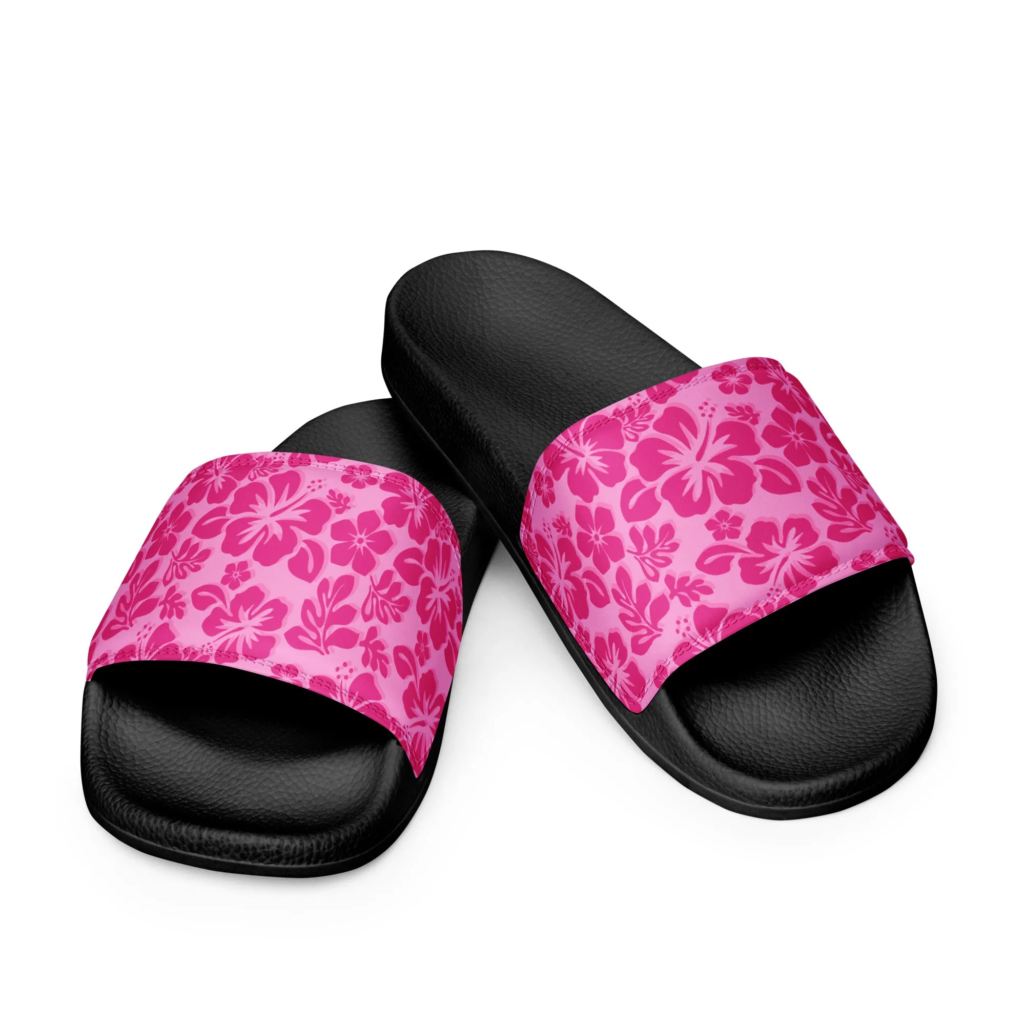 Raspberry Pinks Hawaiian Flowers Women’s Slides Sandals