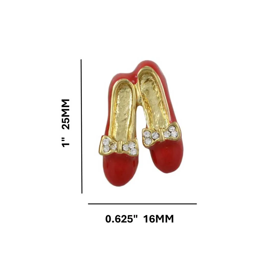 Red Pair of Tap Shoes with Crystal Bow Pierced Earring - RFP250BE