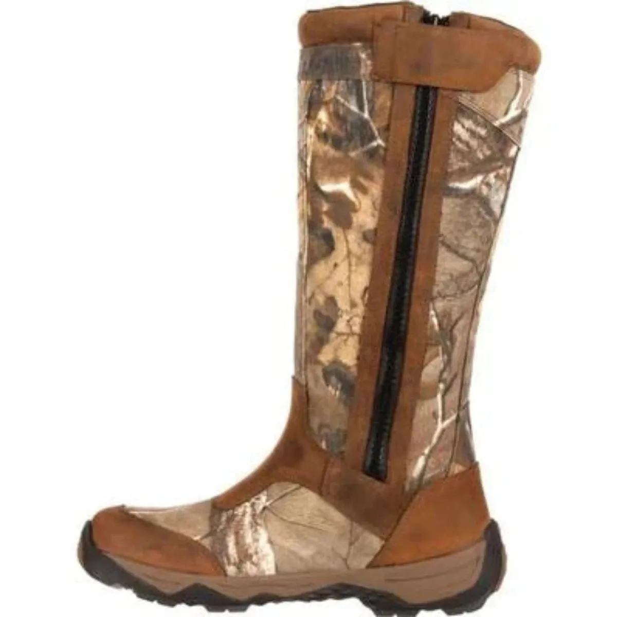 Rocky Retraction Men's Waterproof Side-Zip Snake Soft Toe Boots Rks0243 In Brown Realtree Edge