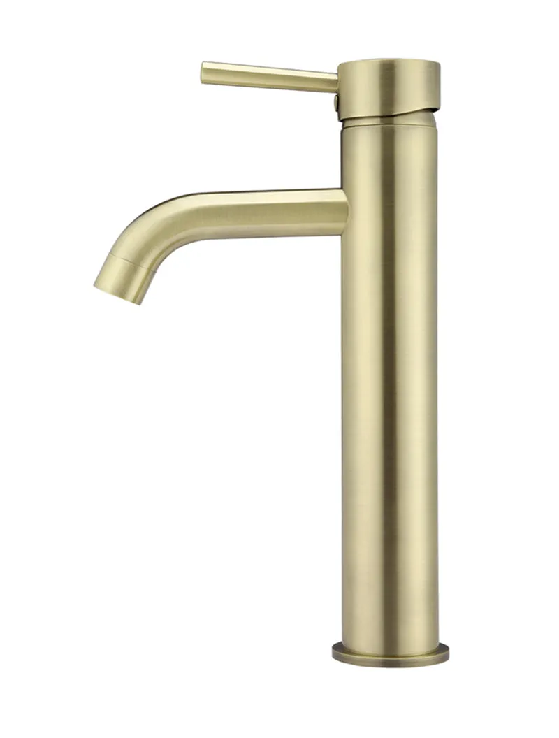 Round Tall Curved Basin Mixer - PVD Tiger Bronze