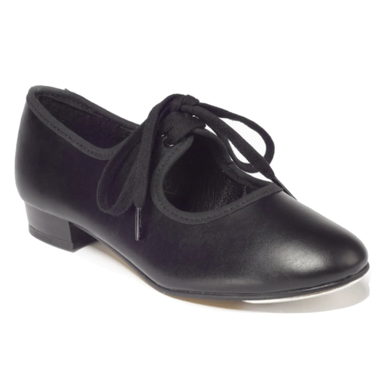 SALE - BPT - BLACK PU LOW HEEL TAP DANCE SHOES - SIZE 1