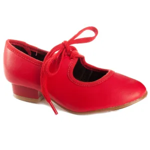 SALE - RPT - RED PU LOW HEEL TAP SHOES - ADULT SIZE 8