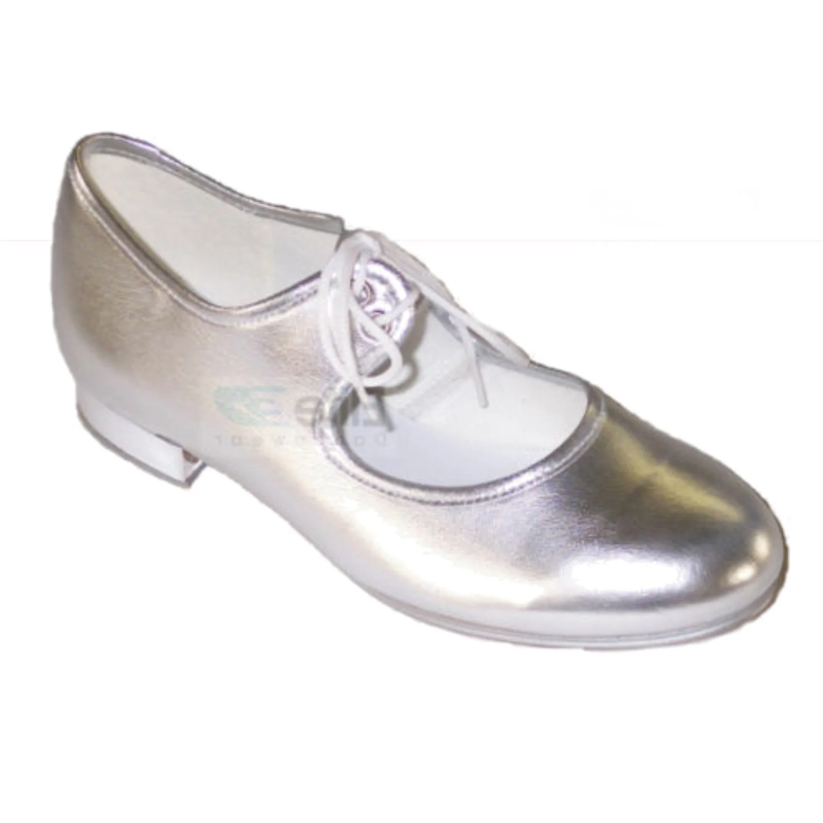 SALE - SPT - SILVER PU LOW HEEL TAP SHOES - SIZE 5 JUNIOR