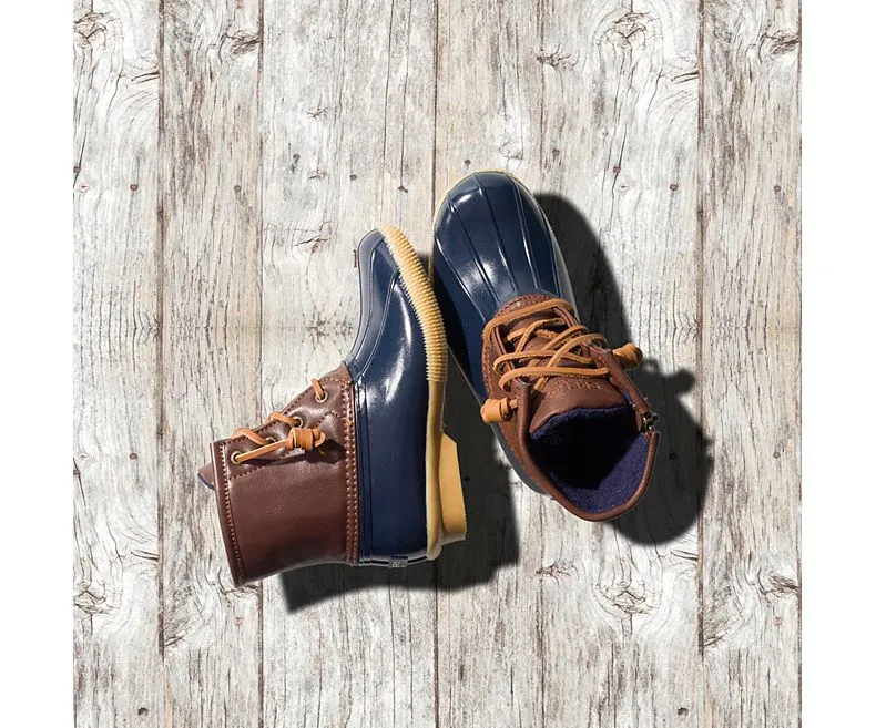 Saltwater Kid's Leather Duck Boot - Navy/Brown