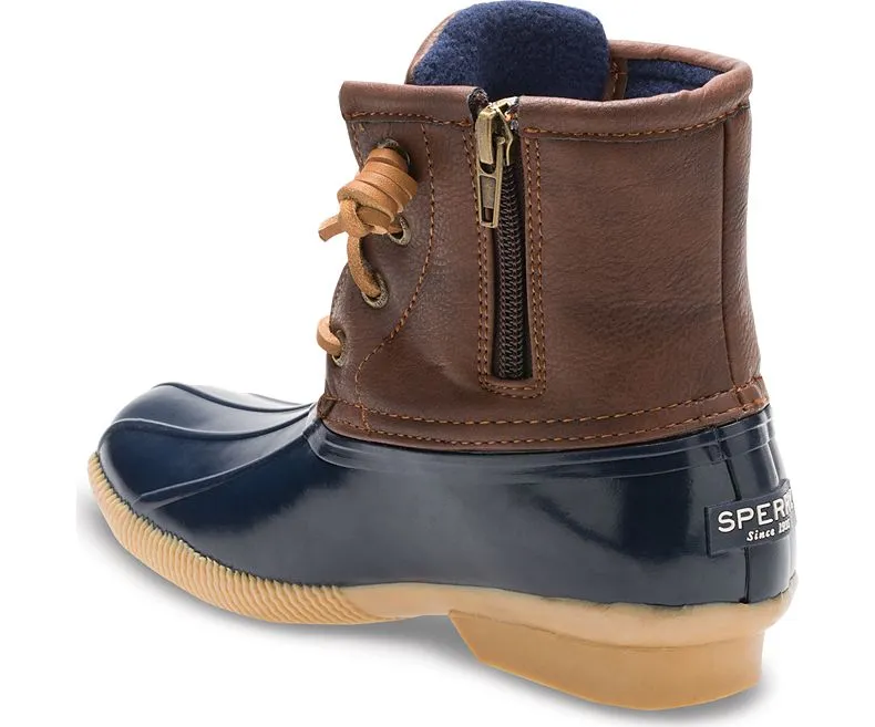 Saltwater Kid's Leather Duck Boot - Navy/Brown