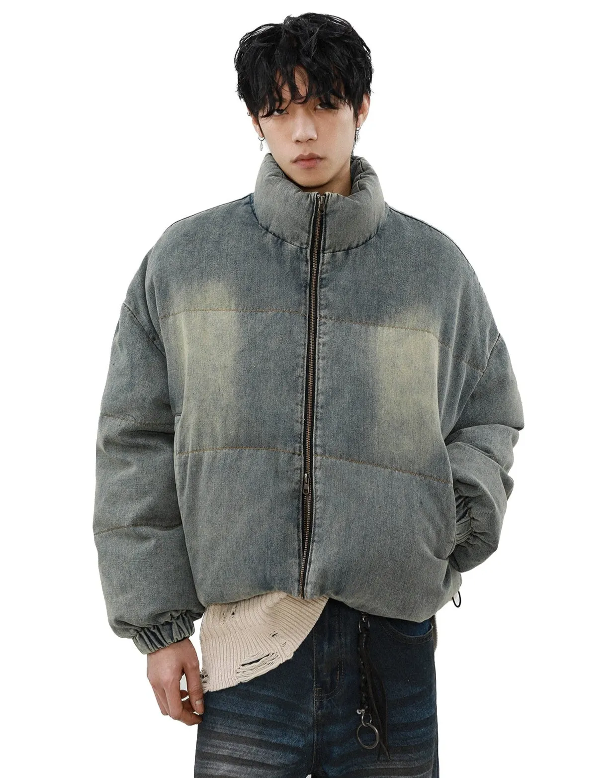 Sandlbast Denim Puffer Mid Crop Jacket